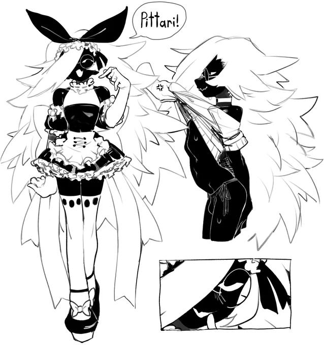 wanted to draw more of this obnoxious little void maid, Their name is Pittari! 