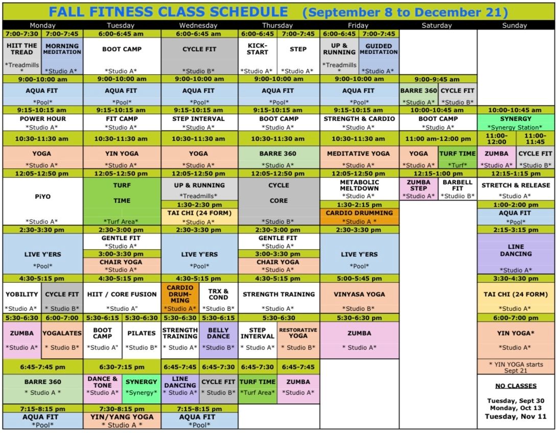 Get moving this fall! Our new fitness class schedule begins tomorrow, find the classes that fit your routine! 

*In effect September 8th to December 21st. 

#YMCAofBrandon