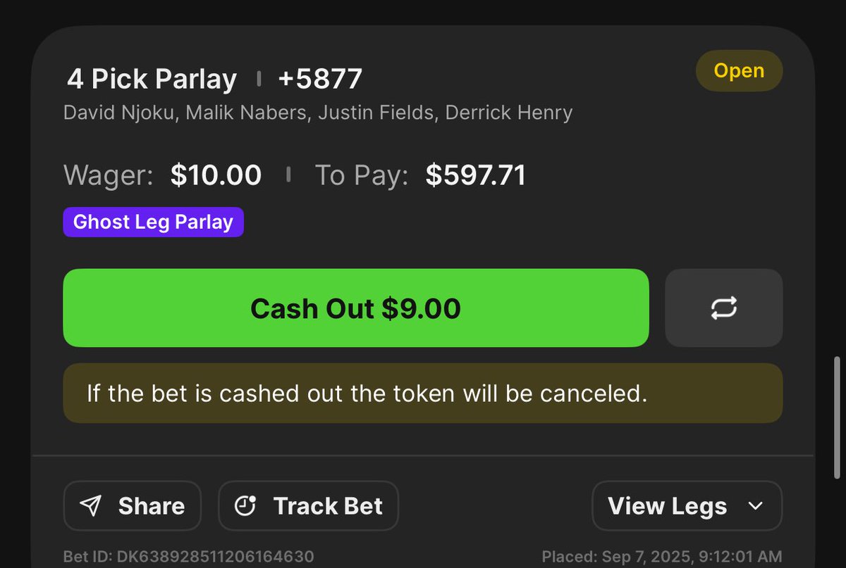 NFL TD PROPS;

Njoku (+285) .25%

Nabers (+170) .25%

J. Fields (+ 265) .25%

If we go 2/3 we see good profit

Also played this for the DraftKings ghost leg parlay