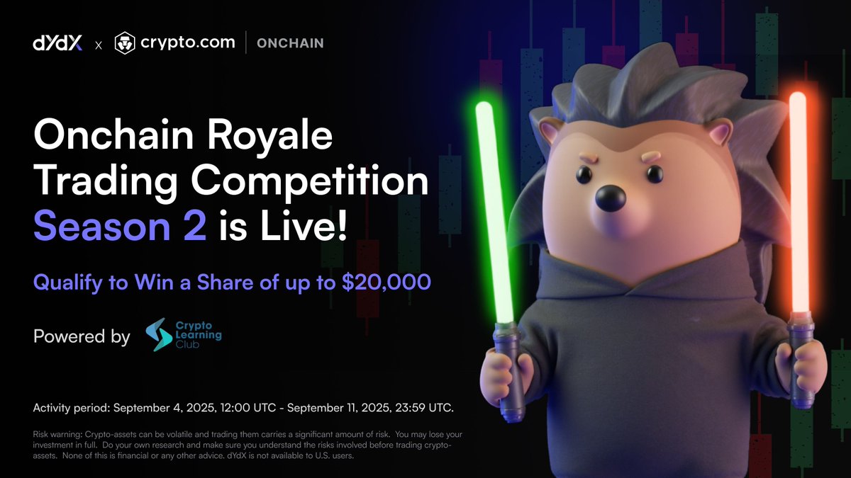 Competition is fierce on the Onchain Royale leaderboard! 

Traders are battling it out for a share of $20,000 in rewards, and there’s still time to join ⚔️

Register below and earn your spot on the leaderboard.

🔗 dydx.xyz/cryptocom?utm_…