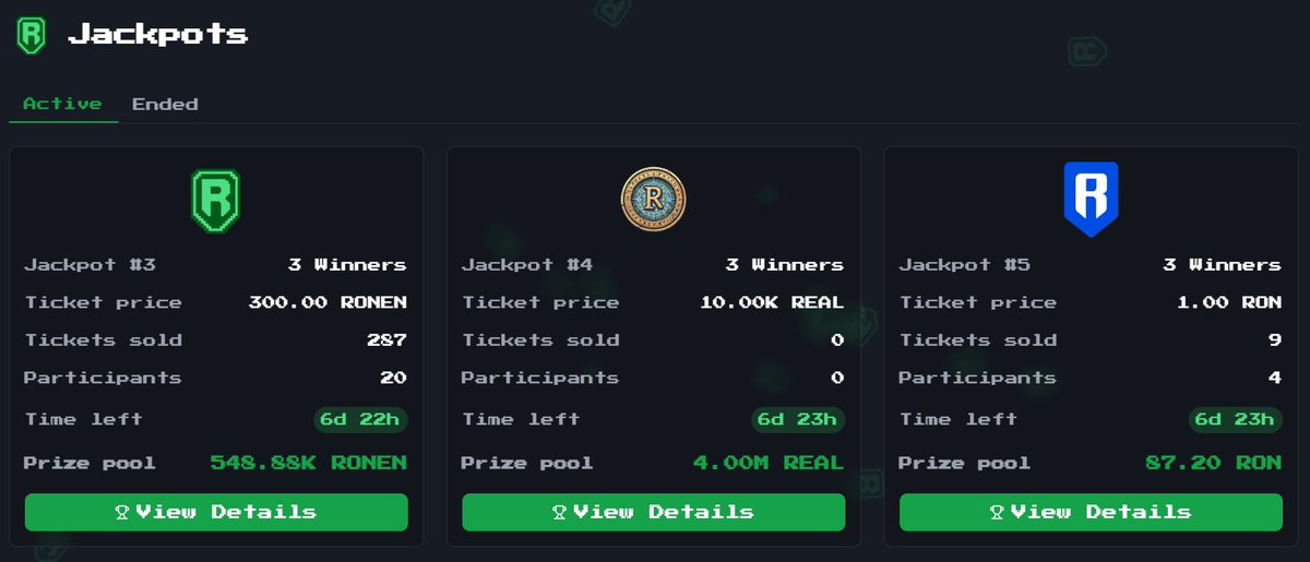 ronencoin's tweet image. We have 3 active Jackpot prizes. 
$RONEN $REAL and $RON
gamba.ronen.network/games/jackpot