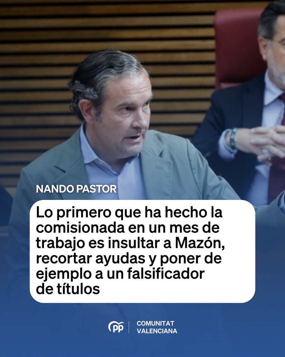 🗣️ <a href="/nandopastorl/">Nando Pastor</a>:  Lo que debería preocuparle son las 37.000 familias que siguen sin recibir las ayudas prometidas por el Gobierno de España.

Resulta indignante que mientras miles de valencianos esperan, la comisionada de Sánchez diga que no le preocupa gastar menos de lo
