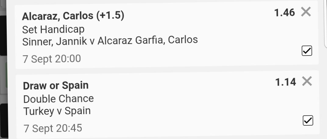 Deno31485854622's tweet photo. Day 1 of the 19 day ladder challenge π€π₯
-Alcaraz +1.5
-Spain to win/draw
1.66 odds
Betway code-BWFBD6374
SportyCode -2BE562
#SportyBet #BetwayCodes #betwayslip #betslip #ladderchallenge #SportsBettingX #sportprediction https://t.co/4HO2g3cUJA