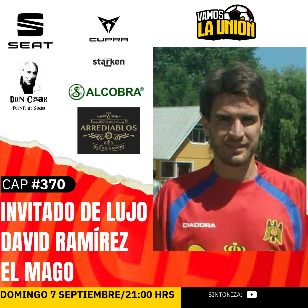 Confirmado! Llega David Ramírez al Vamos La Unión, domingo a las 21 hrs para revivir sus campañas en <a href="/UEoficial/">Unión Española</a> , sus compañeros, su actualidad y mucho más, te esperamos! <a href="/patriciorosende/">Patricio Rosende Lynch</a> <a href="/jorge_canals/">Jorge Canals de la Puente</a> <a href="/Javier_Rod/">Javier Rodriguez</a> <a href="/MarceloConRiera/">Marcelo Con Riera</a> <a href="/Crlsmtrn/">Carlos Maturana</a> <a href="/Flopezsm10/">Flopezsm10</a> <a href="/jpromano/">Juan Pablo Roman</a> <a href="/ashcompostela/">Alfredo Sierra H.</a>