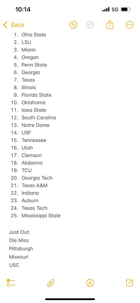 JColeTomberlin's tweet photo. Cole’s Top 25 after week 2 https://t.co/3Wo4spbbX4