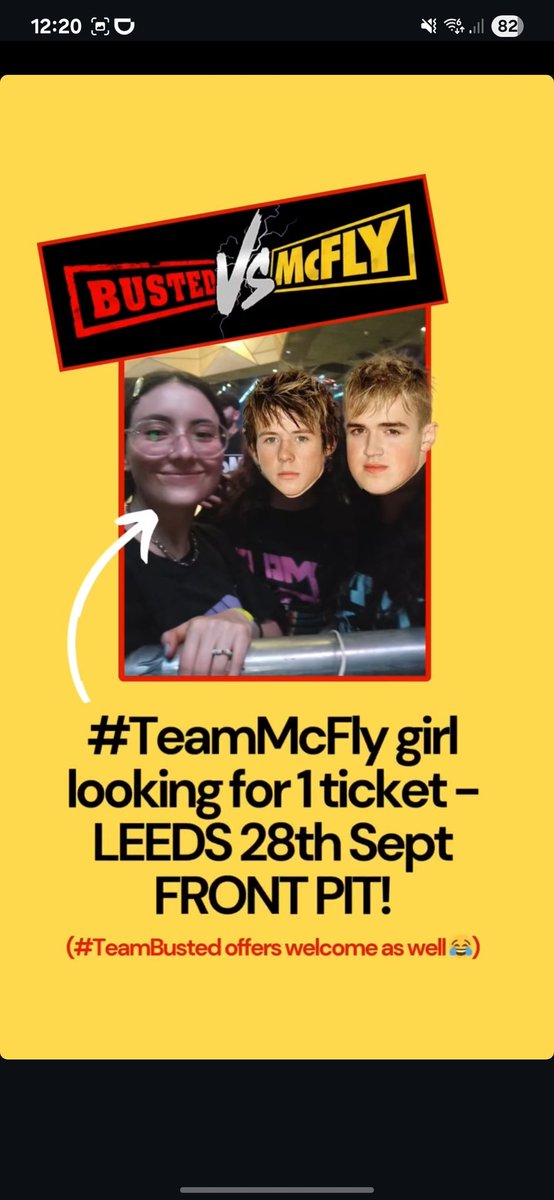 mcflyneta's tweet image. We are selling a ticket for MCFLY LEEDS 28/9 !! 102 PL1 - K / 5

ALSO we're looking for a FRONTPIT ticket, same day 🙏🏻🙏🏻🙏🏻 

@mcflymusic @Busted #BustedVsMcFly