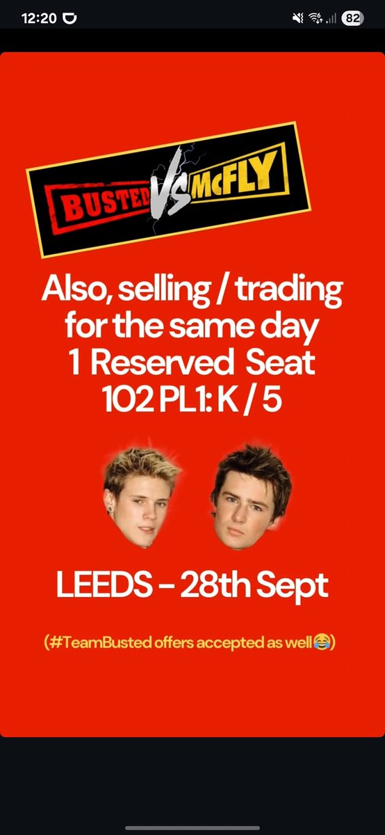 mcflyneta's tweet image. We are selling a ticket for MCFLY LEEDS 28/9 !! 102 PL1 - K / 5

ALSO we're looking for a FRONTPIT ticket, same day 🙏🏻🙏🏻🙏🏻 

@mcflymusic @Busted #BustedVsMcFly