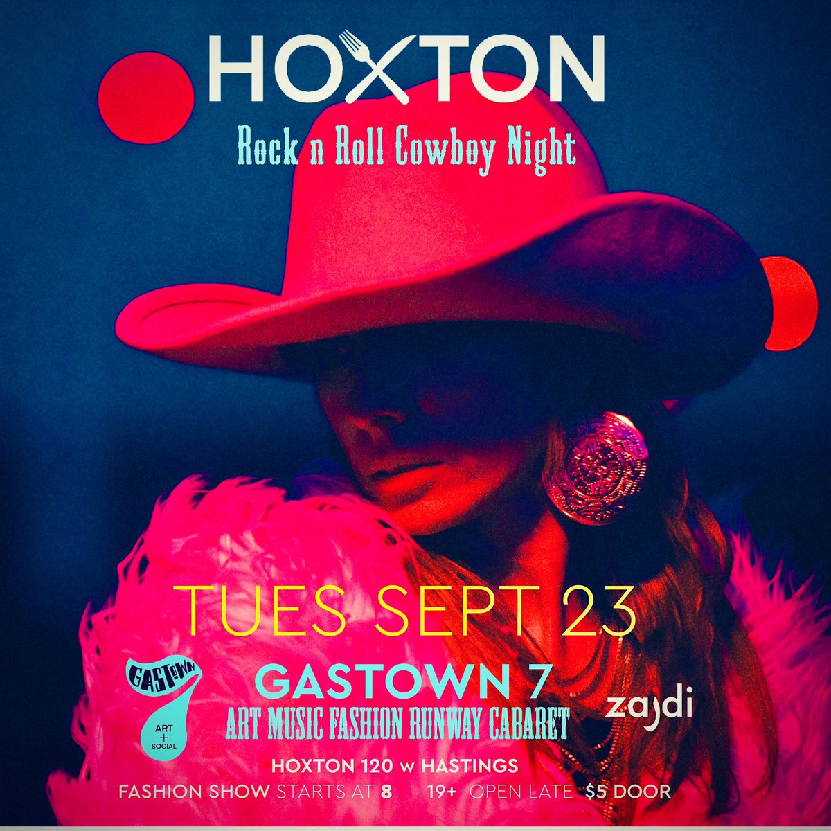 Sept 23 gastown 7 - rock n roll cowboy night. Artists, vendors, fashion, runway, music and tattoos.