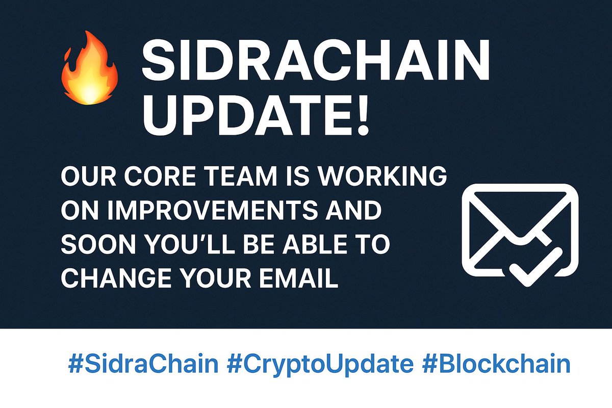 🔥 SidraChain Update!

Our core team is working on improvements and soon you’ll be able to change your email in the community portal. ✅

#SidraChain #Changingemail #CryptoUpdate #Blockchain