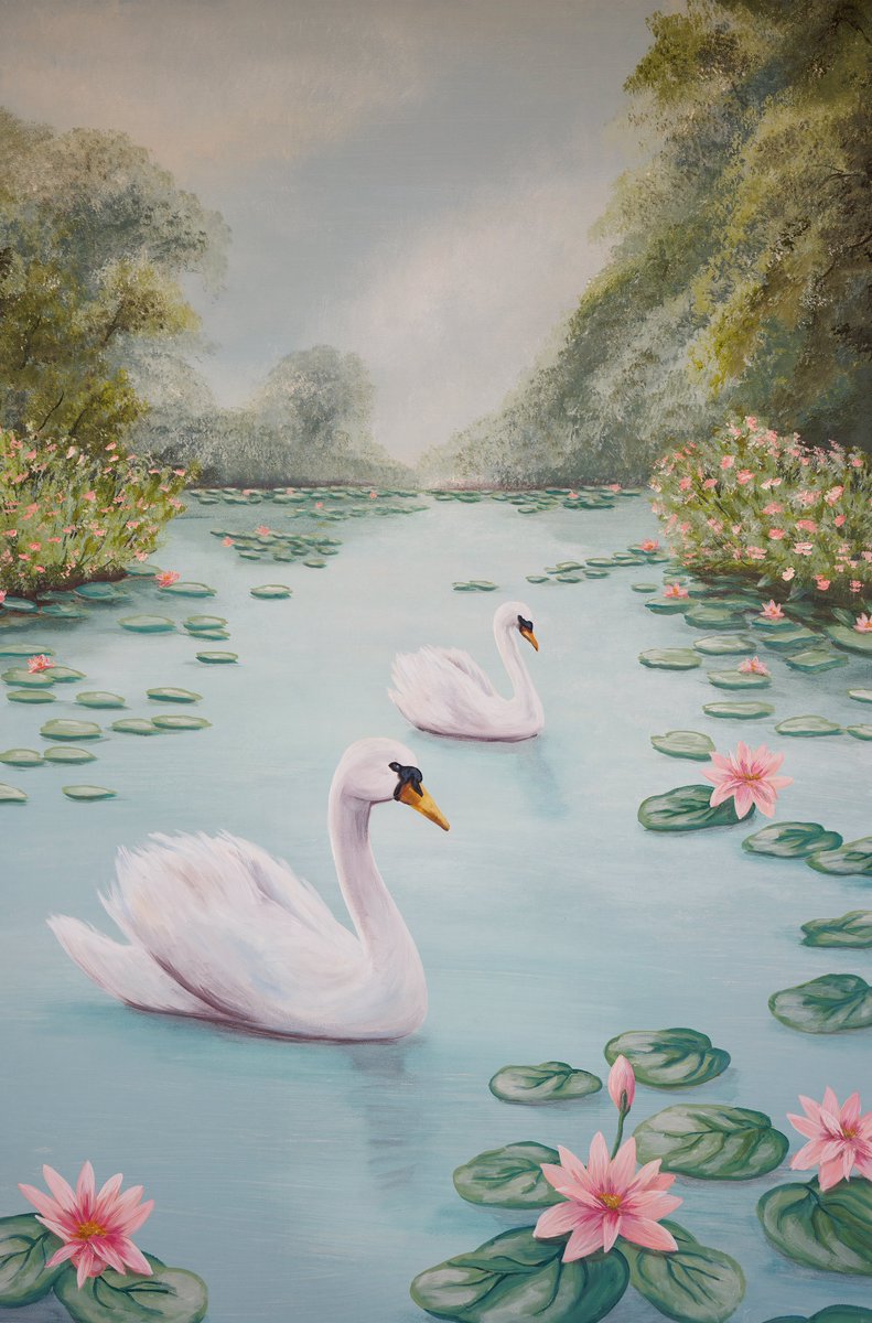 Pair of Swans I. Prints and merchandise available at :
Pair of Swans I Painting by Marty Wisher - Fine Art America #swanart #swanpainting