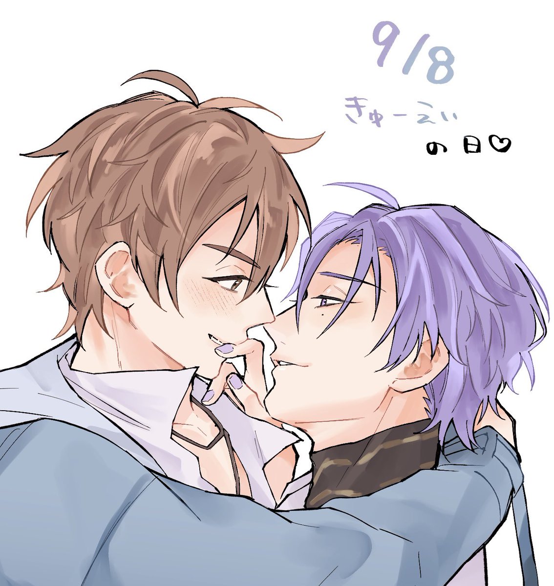 oh_takuan's tweet photo. 9/8は玖エイの日‼️‼️

1年前の絵と同じ構図にした💜🩵 https://t.co/tSehZPrcXC