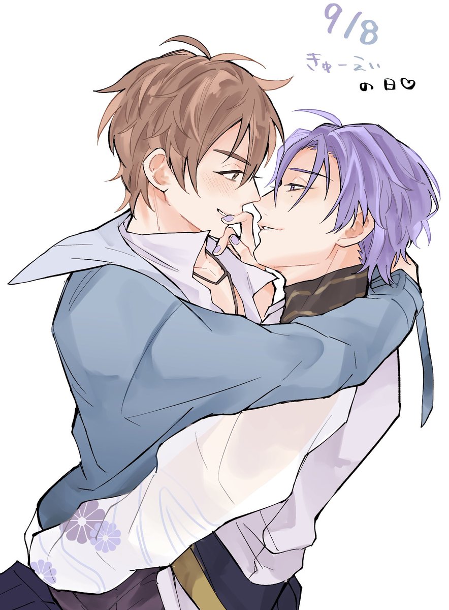 oh_takuan's tweet photo. 9/8は玖エイの日‼️‼️

1年前の絵と同じ構図にした💜🩵 https://t.co/tSehZPrcXC
