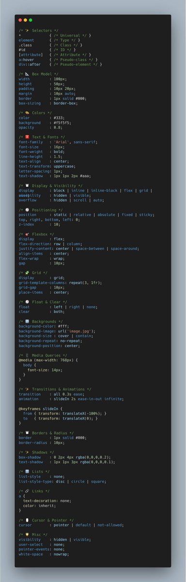 NanouuSymeon's tweet photo. Ultimate CSS Cheat Sheet https://t.co/j0g0Kwemzo