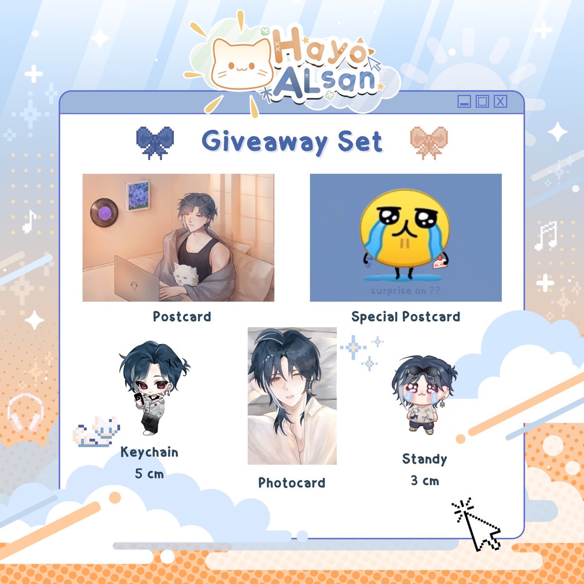 9pmwithal's tweet photo. ⋆🐾° 
⠀⠀ ⠀ 𝗚𝗶𝘃𝗲𝗮𝘄𝗮𝘆 𝗦𝗲𝘁 𝗣𝗿𝗲𝘃𝗶𝗲𝘄 🌤️
เปิดแล้วเซต giveaway สุดสเปเชียล สำหรับทุกท่านที่ซื้อ น้ำ+ขนม 
อาร์ตสวยหล่อถูกใจกันไหมคับบ ~

𓂃 ོ☀︎𓂃 #0hayo_ALsan 𖧷 https://t.co/92PeCtYV0w