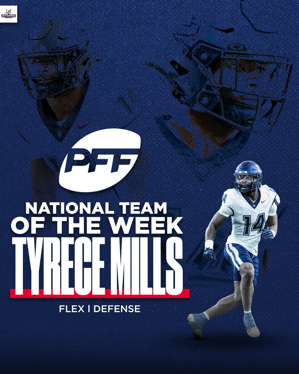 Storrs Central (@storrscentral) on Twitter photo Shoutout to our guy Tyrece Mills for securing a spot on <a href="/PFF_College/">PFF College</a> National Team of the Week 🔥 Shoutout to our guy Tyrece Mills for securing a spot on <a href="/PFF_College/">PFF College</a> National Team of the Week 🔥