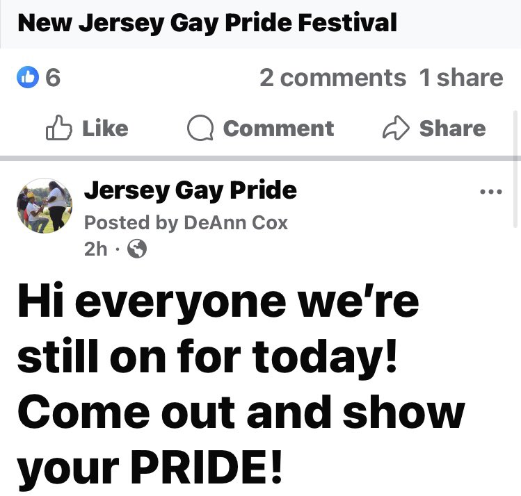 Come OUT to celebrate to Jersey Gay Pride’s Festival 🏳️‍⚧️🏳️‍🌈
SUNDAY, SEPTEMBER 7, 2025, Noon to 6:00 PM
Cooper River Park 
Airport Drive and N Park Drive 
#LGBT #NewJersey #NJ