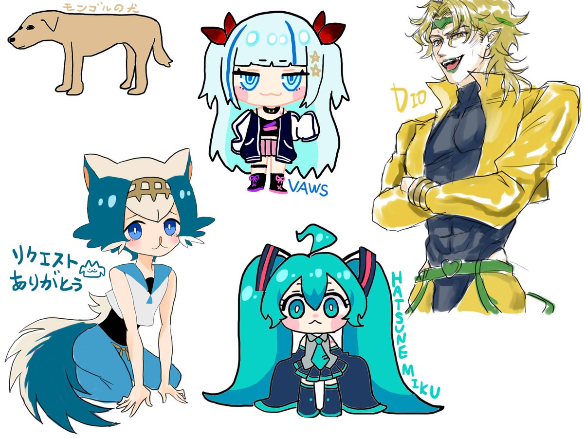 今夜の配信で描いたラクガキたちです😎