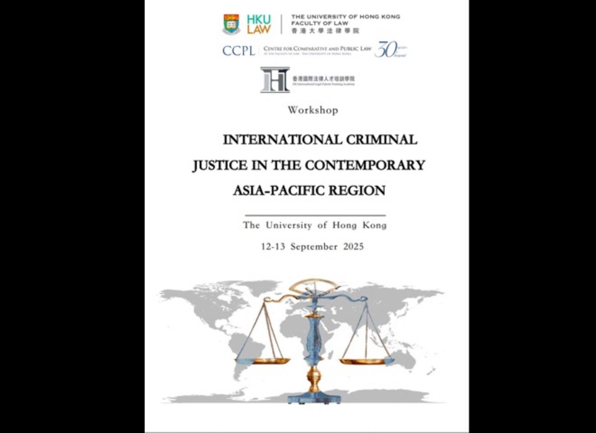 📢 The workshop on "International Criminal Justice in the Contemporary Asia-Pacific Region" will be held from 12 to 13 Sept. For more information, please refer to the following programme: drive.google.com/file/d/1RxOwyN…
If you are interested, please register here: hkuems1.hku.hk/hkuems/ec_hdet…