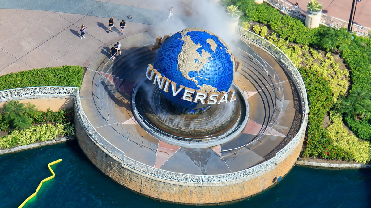 Aerial photo of the Universal globe.