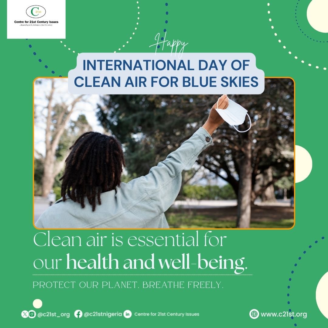 Today, we celebrate the International Day of Clean Air for Blue Skies.
At C21st, we believe everyone deserves fresh air, healthy skies, and a thriving environment. Together, let’s take action for cleaner cities, stronger communities, and a sustainable future