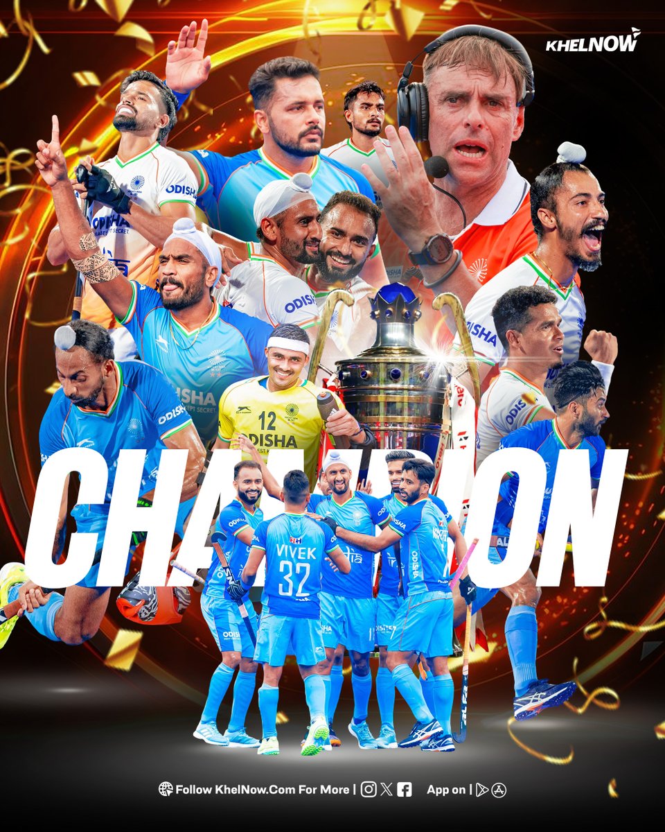 🏑 India are Champions of Asia!! 🇮🇳🔥

Harmanpreet Singh-led India lift their fourth Men's Hockey Asia Cup title in Rajgir. 🏆🎉

2003, 2007, 2017 and 2025 - India are back on top in Asia 💪🌍

#HockeyAsiaCup2025