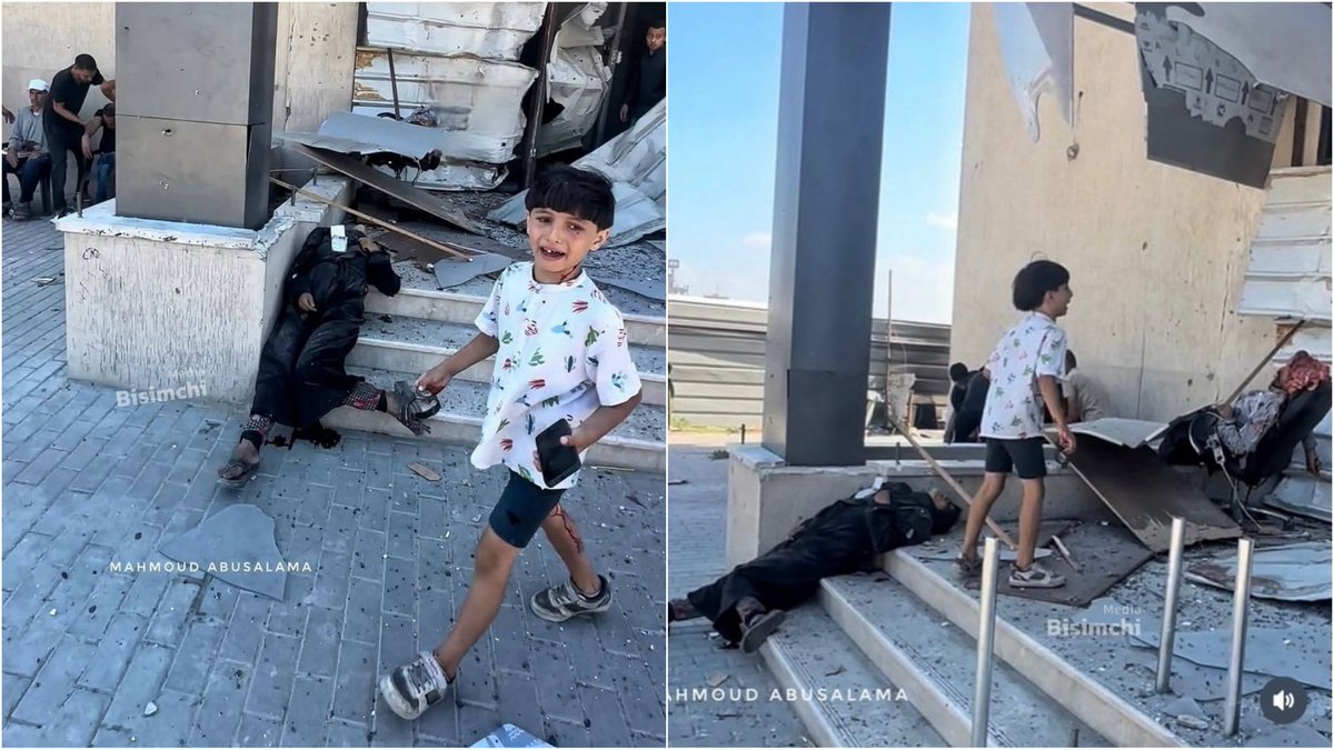 A Palestinian child whose parents were martyred before his eyes. His mother was pregnant