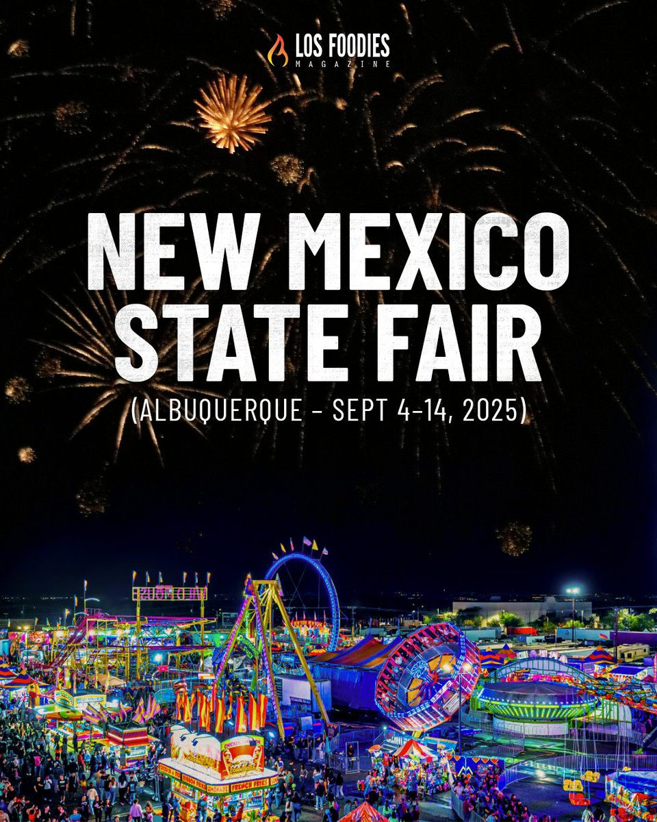 losfoodiesmag's tweet photo. The NM State Fair is back Sept 4β14!
Food, music, rides & family fun, from green chile cheeseburgers to frybread tacos.
π Full details here: https://t.co/FFCNQZcTV2
#NMStateFair #LosFoodiesMagazine #NMFoods https://t.co/GU2QZUspxS