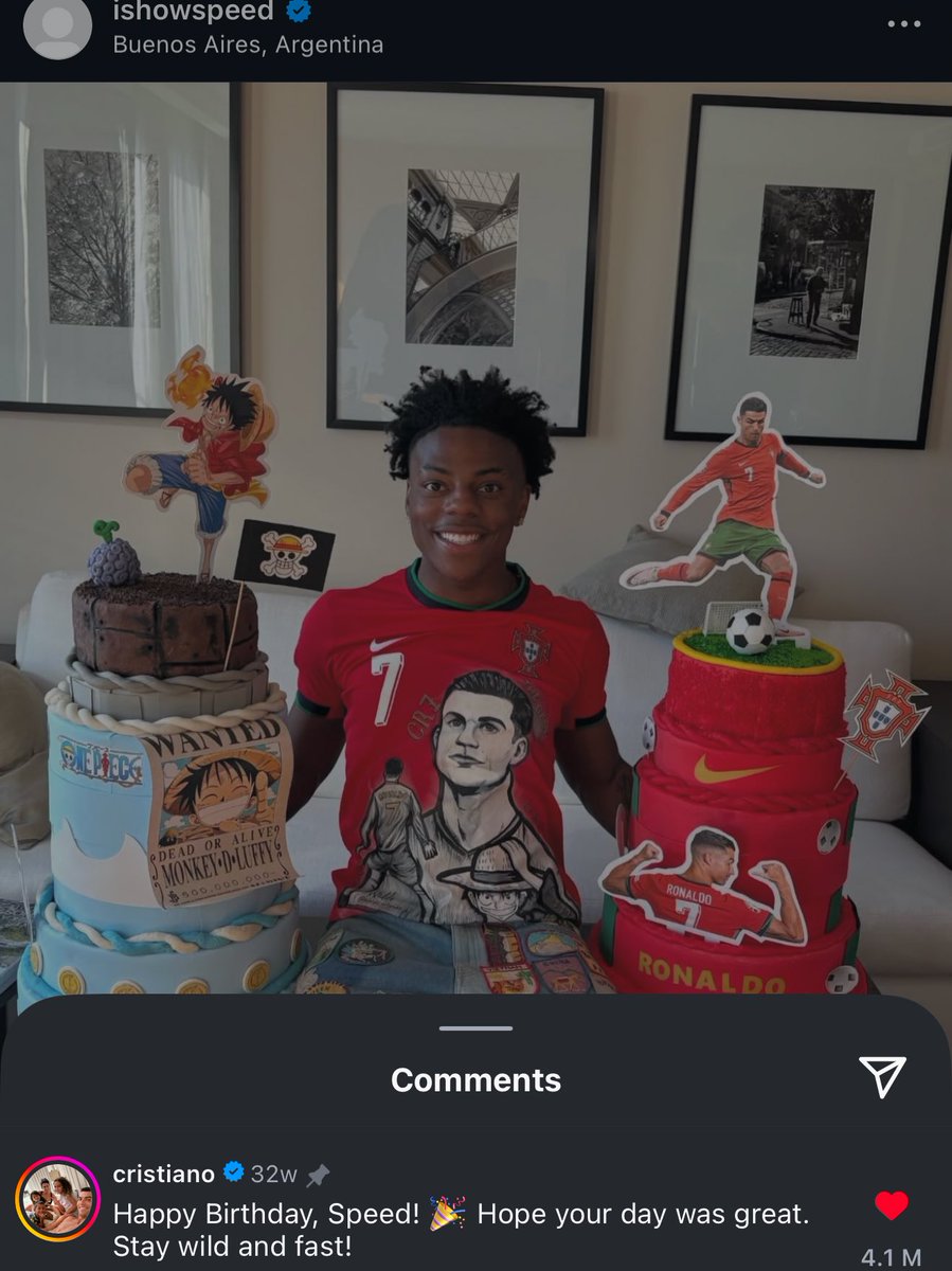 ❗️Cristiano Ronaldo’s reply to Speed reaches over 4 million likes.