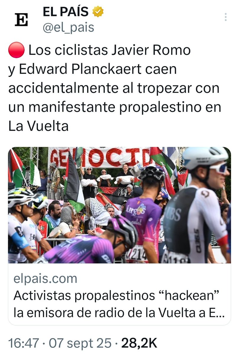 Tremendo titular. Quién sabe a dónde puede llegar la impericia de los ciclistas.