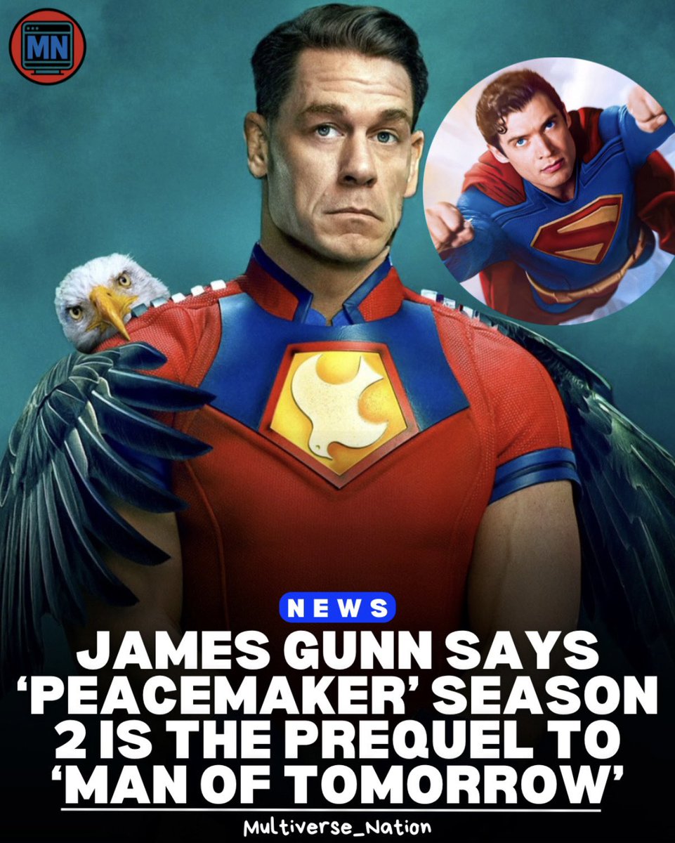 MultiversNation's tweet image. 🚨 BREAKING: JAMES GUNN SAYS
'PEACEMAKER' SEASON 2 IS THE PREQUEL TO 'MAN OF TOMORROW'

#Peacemaker #ManOfTomorrow #JamesGunn