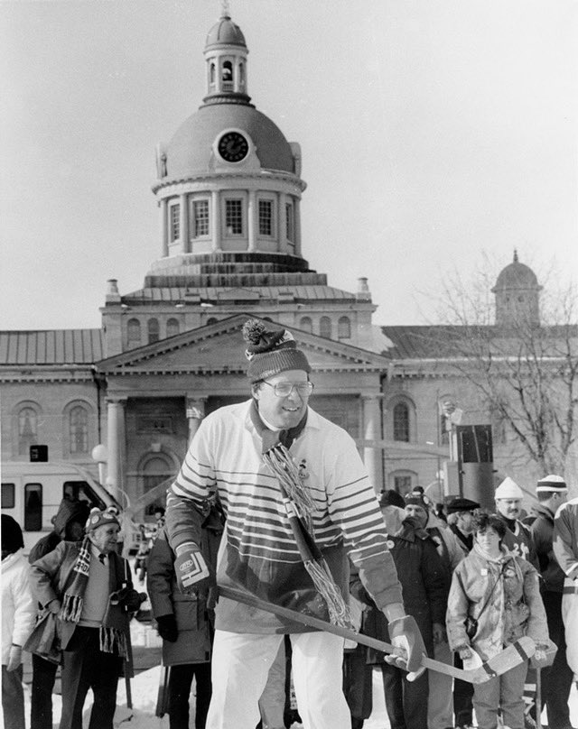 mpott43's tweet image. Many wonderful tributes for Ken Dryden following his passing on Friday. In 1989, Dryden played in the OHHOF Historic Hockey Series for @RMCPaladins as part of the CBC documentary, ‘Home Game’. A wonderful man and great memory.