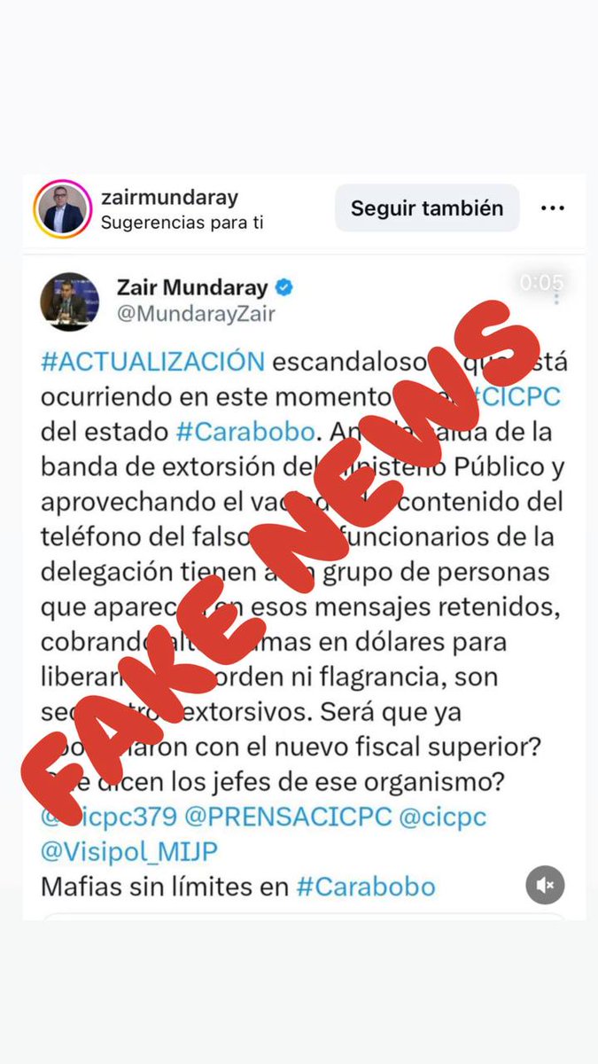 Hoy, los apátridas pretenden desestabilizar las Instituciones del Edo. enviando FAKE NEWS, desde el extranjero.  Aquí nosotros estamos bien articulados en la perfecta fusión POPULAR,  MILITAR Y POLICIAL, es por ello que no podrán con nuestro pueblo.