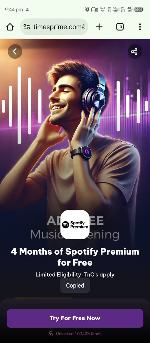 Dealspouch27's tweet image. Free Spotify 4 Months 

timesprime.com/categories/ent…

*Note : User Specific*

tinyurl.com/2kuaa7fu

#Timesprime #Spotify #Offer #Deals #Dealspouch