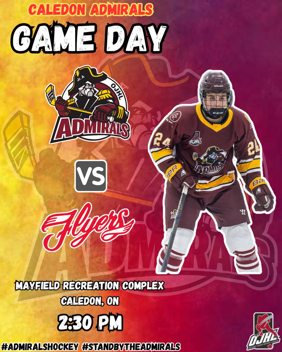 💥Game Day Alert🚨

Back at 🏠 for our 1st of 5 Sunday home games, as we welcome a very strong <a href="/LeamFlyers/">Leamington Flyers</a>!💯

Let’s get to Mayfield Arena and be loud💥📣

🗓️ SUN, SEP 7/25
🕒 2:30 PM
📍 Mayfield Arena, Caledon, ON
📺 Watch live on <a href="/FloHockey/">FloHockey</a> 

#AdmiralsHockey #StandByTheAdmirals