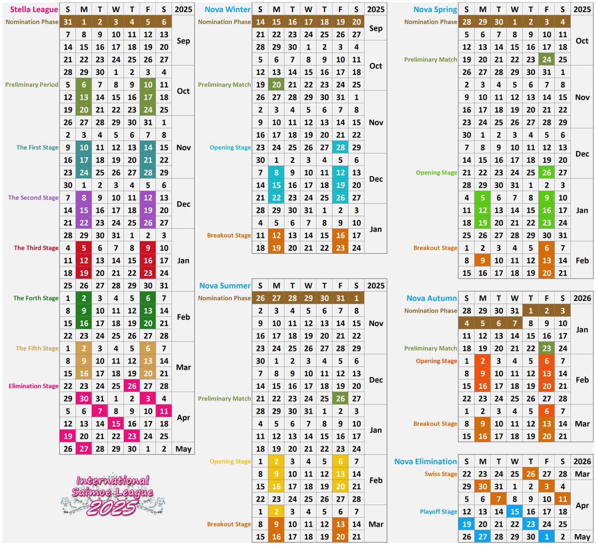 ISML 2025 - Main Tournament Calendar