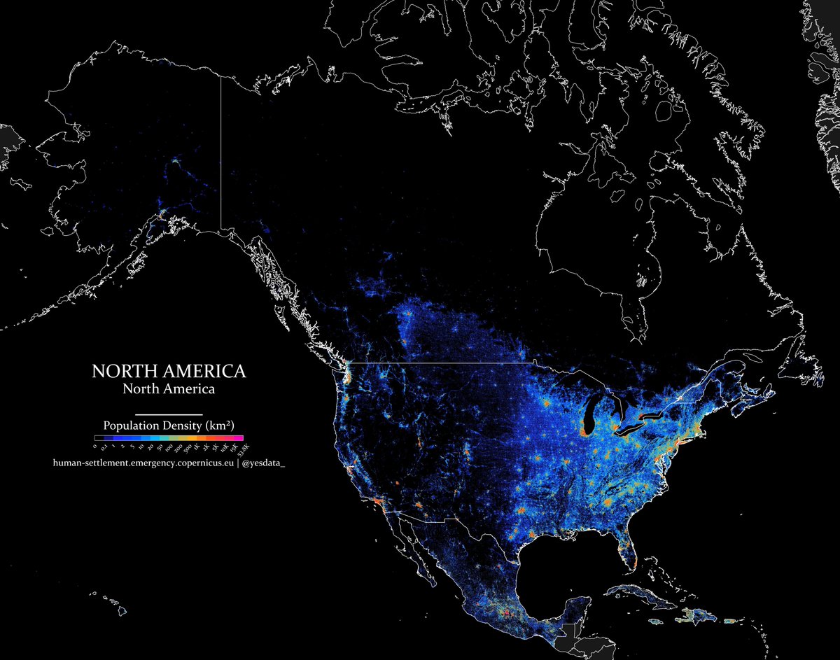 🗺️ Series: Population Density (No. 12) - North America

North America's population density averages about 22 people per square kilometer, with significant regional variations.

🔧 Tools: Python (Rasterio, Geopandas, Shapely)