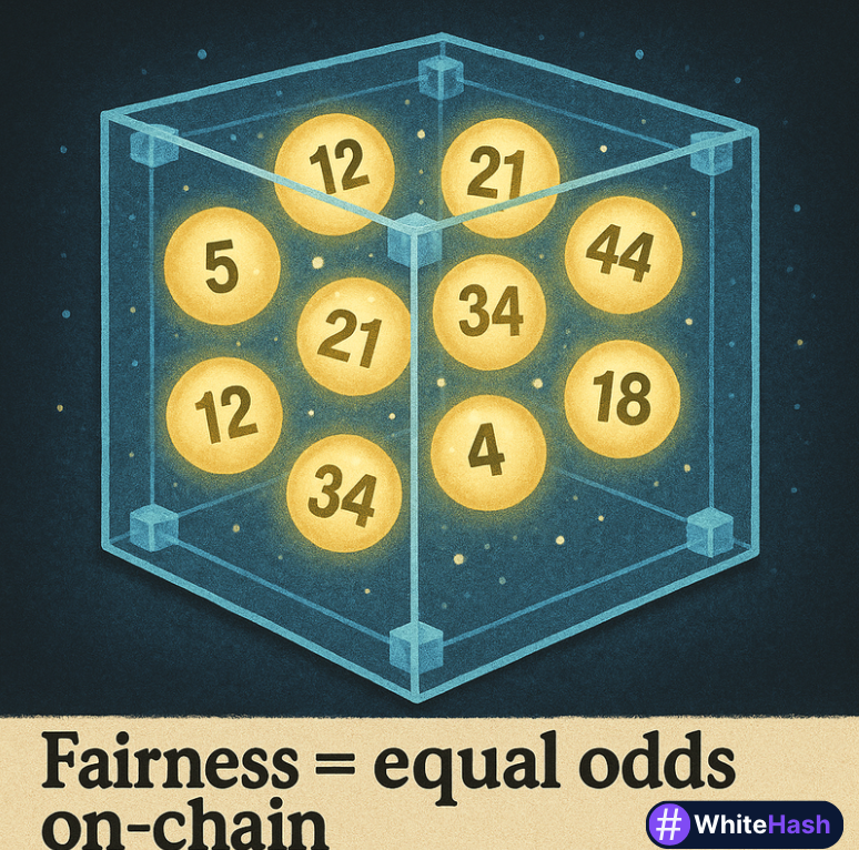 WhiteHashLotto's tweet photo. Luck feels unfair. Fairness = equal odds. WhiteHash puts the odds on-chain. You can see your chance. https://t.co/8xz7M1DR8U