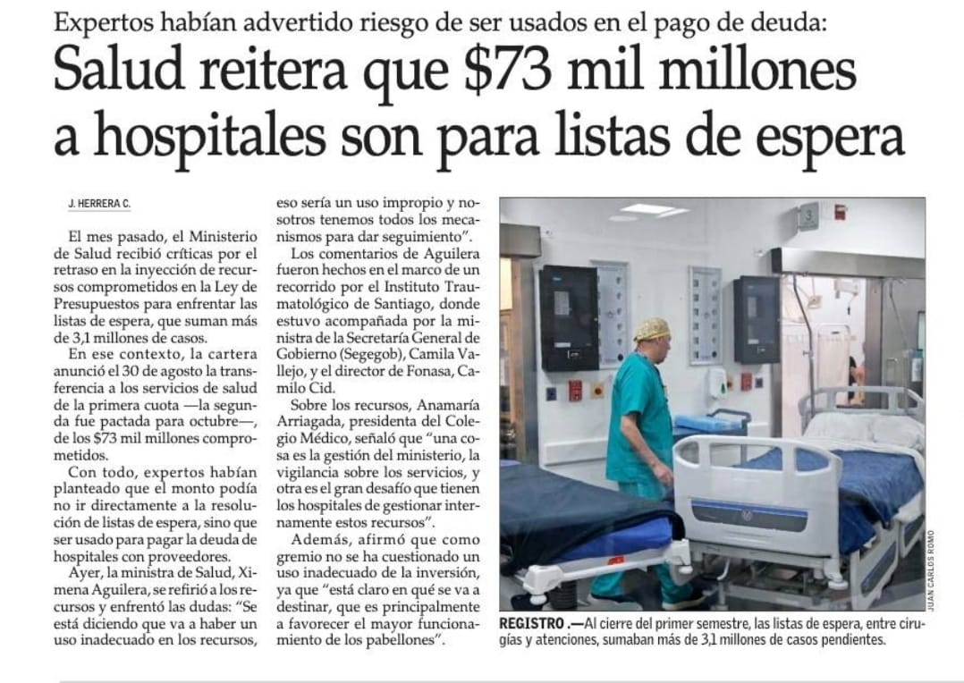 ¿Por qué el Gobierno de Boric siempre llega tarde y no cumple a tiempo con lo que promete en salud?
¿Cuántas operaciones se habrían hecho si la plata hubiera llegado en enero y no recién en agosto?
Que desastre de Gobierno... ¿se imagina 4 años de continuidad?