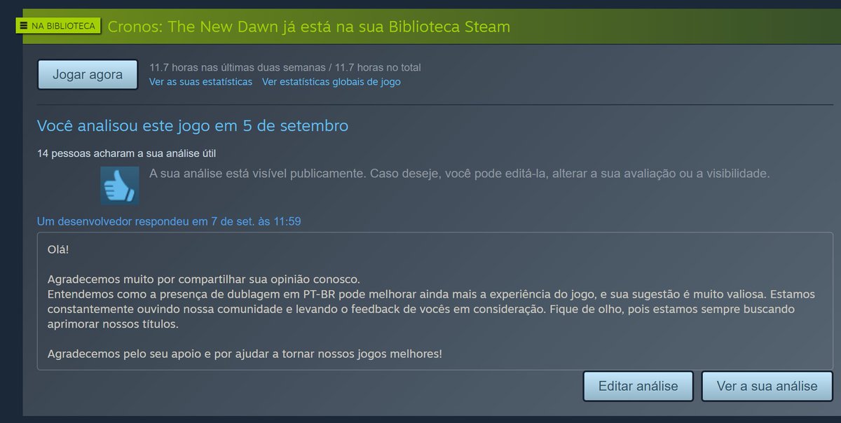 Confesso que eu nao esperava por essa resposta dos devs