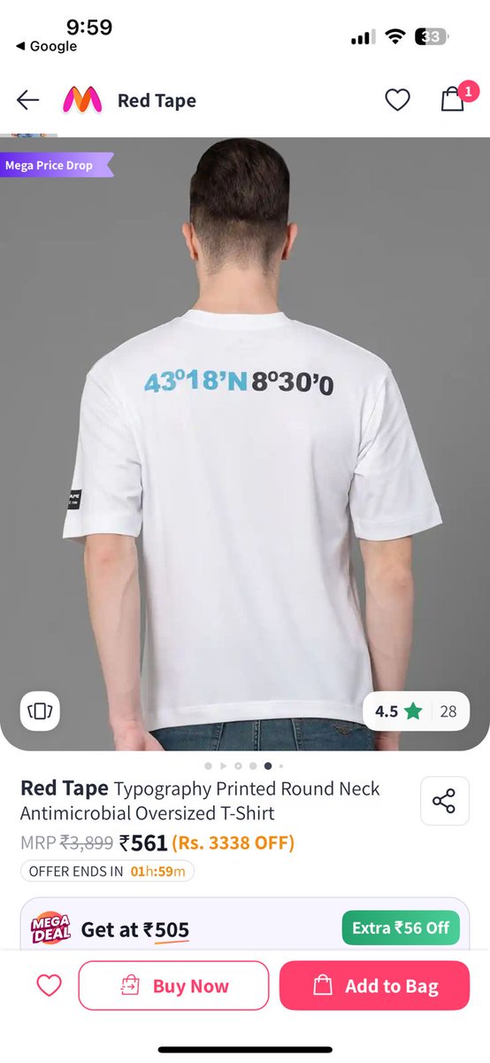 _sharmashutosh_'s tweet photo. @RedTapeindia Hello dear, I bought a tshirt from redtape factory outlet and it costed me for 837/- and on Myntra it's ok 561/-. Can you please clarify this. https://t.co/SUhhyfUkEB
