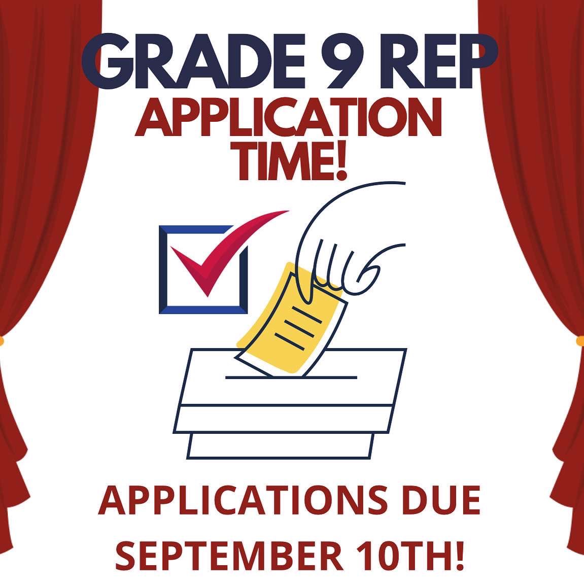 stcssSC's tweet image. Titans! Apply tomorrow (Sept. 8th) until Sept. 10th to be in the run for this years Grade 9 rep! 
Application forms are outside room 203 on a desk, return them back to the desk once filled out! 
Good luck Grade 9s!!