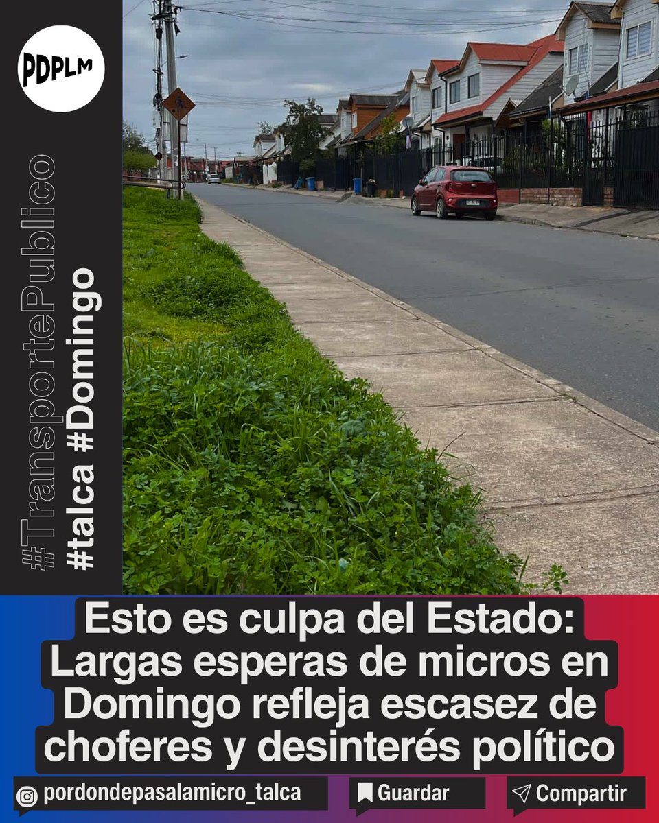 DondePasaMicro's tweet photo. 🚨 “2 horas esperando micro en Bicentenario y no pasa nada 🥲”.

Esto es culpa del Estado: escasez de choferes, competencia desleal y abandono político.
En Talca, la eterna espera ya es rutina.

#RedParaTalca #TalcaTambiénEsChile #TransporteDigno https://t.co/12Fbg0PatN
