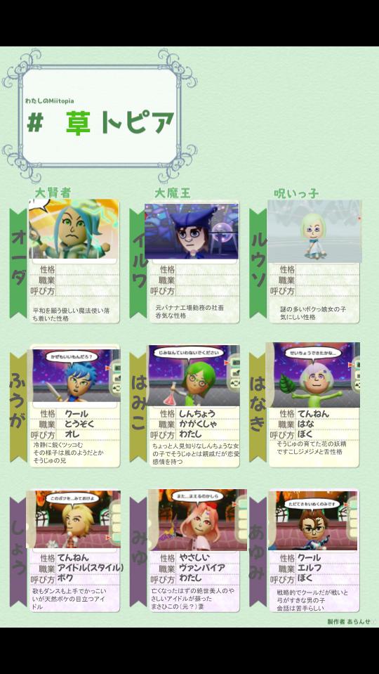 #わたしのMiitopia
#Miitopiaのプレイヤーさんと繋がりたい　
カオスなコメディが好きです！
くすっと笑える草トピア！やってます！