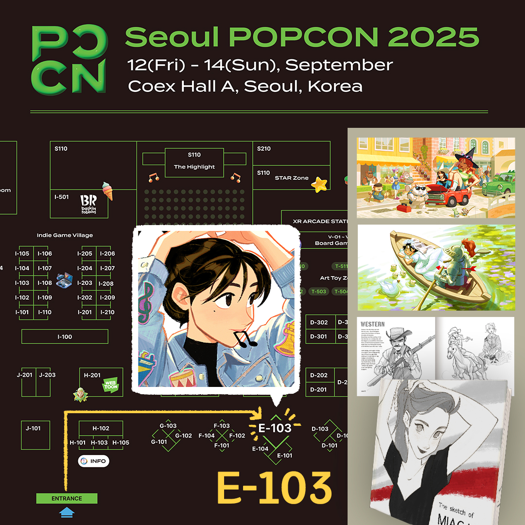 Seoul Popcon 2025 아티스트 부스로 참가합니다. 부스 위치 E-103에 오시면 만날 수 있습니다. 오랜만에 참가하는 행사라 여러가지 준비해서 갈 예정이니 많은 방문 바랍니다 😄
(스케치 아트북도 한글+eng 통합 버전으로 제작했습니다.) <a href="/seoulpopcon/">서울팝콘 Seoul POPCON</a> 
#seoulpopcon #seoulpopcon2025 #서울팝콘