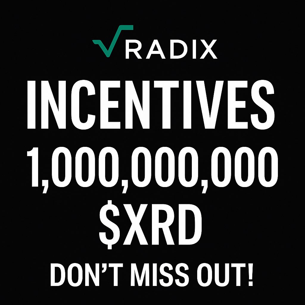 🔥 The wait is over! 
The 1 BILLION $XRD Incentives Program launches Sept 8, 00:00 UTC
What does it mean?
✅ Use Radix DeFi – trade, stake, lend
✅ Earn real rewards for every action
✅ No tricks, no gimmicks – just utility paying YOU
✅ Powered by #Hyperlane bridging 150+ chains