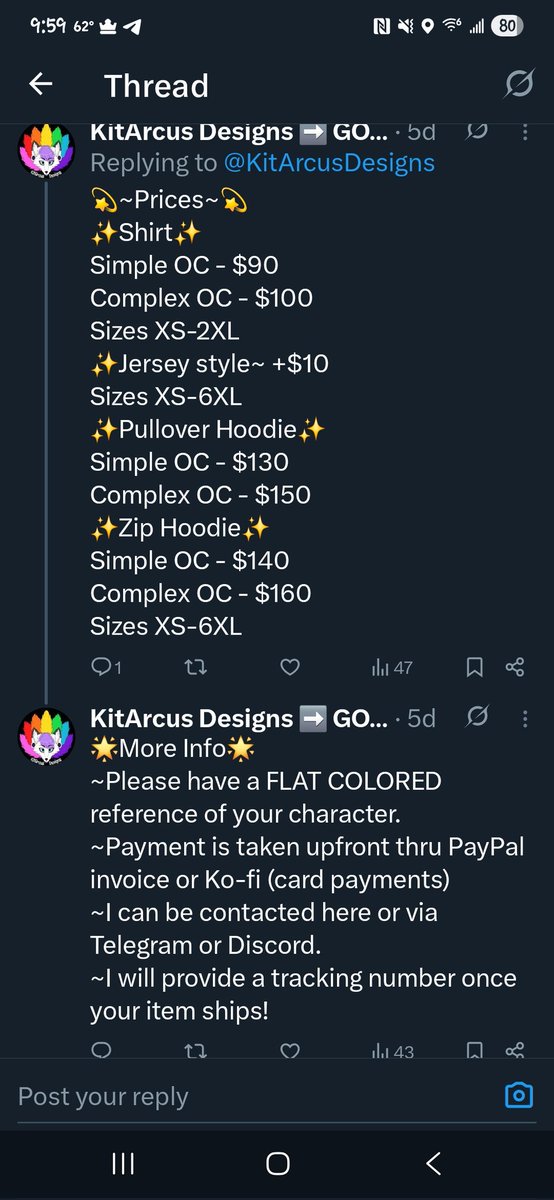 KitArcusDesigns's tweet image. Still open for these ych custom fursona t-shirts and hoodies!
