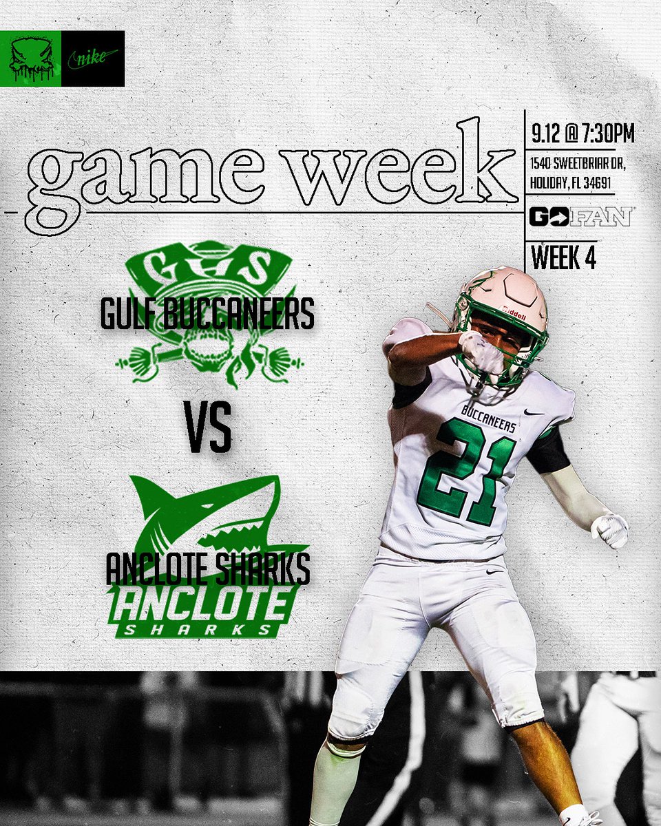We back‼️ Bucs take on Anclote on the road this Friday! ⚫️🟢🏈🏴‍☠️