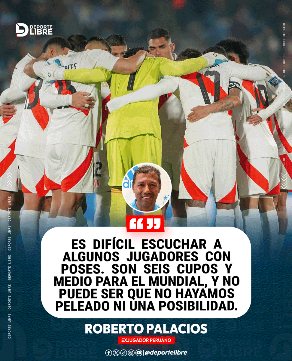 DeporteLibre_Pe's tweet photo. Roberto Palacios se pronunció sobre la reciente eliminación de la selección peruana 🇵🇪 y cuestionó la actitud de algunos jugadores.
#RobertoPalacios #SeleccionPeruana #Bicolor #FutbolPeruano #Mundial2026 #FPF https://t.co/z2gJgisPMs