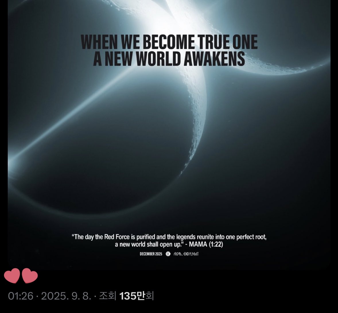 exouniversetr's tweet image. "...Kore Astronomi ve Uzay Bilimleri Enstitüsü’ne göre tutulma, 7 Eylül’de yapılan açıklamayla, 8 Eylül günü saat 01:26:48’de başlayacak..."

SENARYOYU TAKİP EDİYORLAR 😭 Kanlı Ay Tutulması  1:26’da başladı ve tanıtımı tam 1:26’da (KST) paylaştılar! 😭😭😭