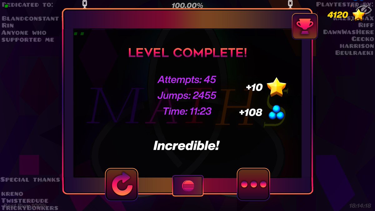 RedMurderPRIV's tweet image. 50 EXTREME DEMONS!!!

Maths 100% // New favourite level in the game this is so peak even though I died at 98 94 and 86 LOL